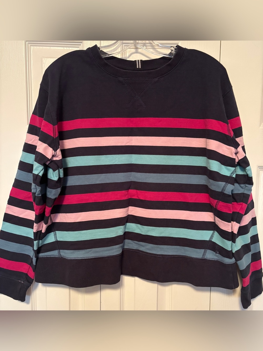Joules Monique Crew Neck Sweatshirt in French Navy Multi-Stripe Size 10
